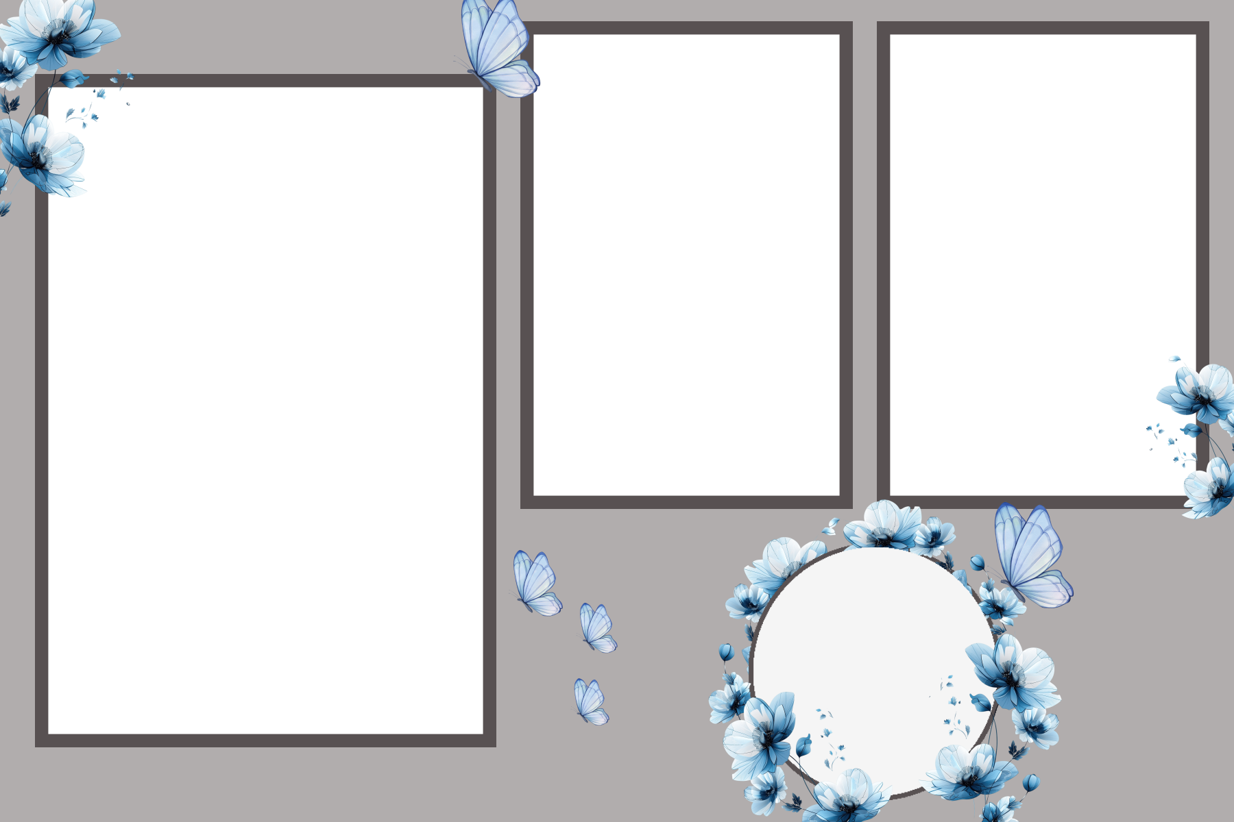 Blue floral photo booth template design from MyMirrorClub