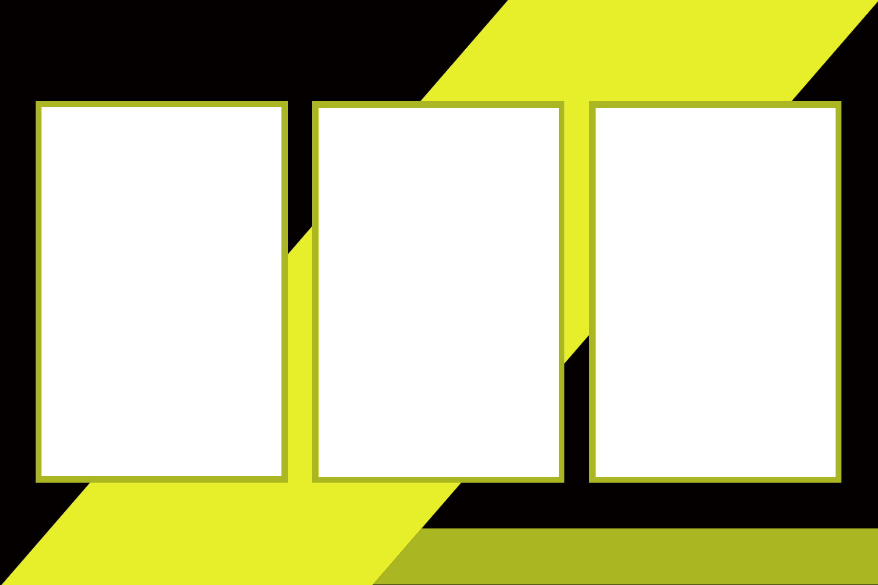 Modern yellow photo booth template with three portrait photo openings