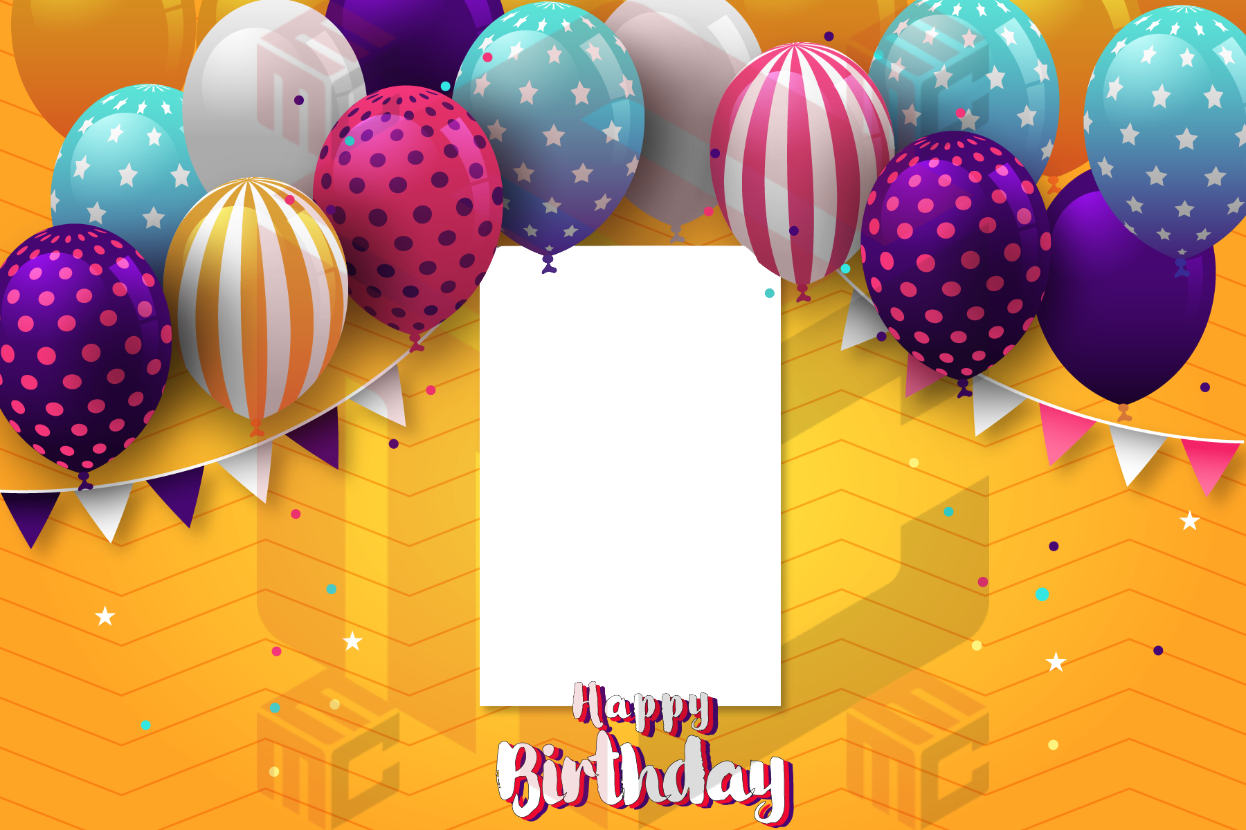 Birthday photo booth template from the MyMirrorClub library