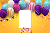 Actual birthday photo booth templates design from the MyMirrorClub editable photo booth template library